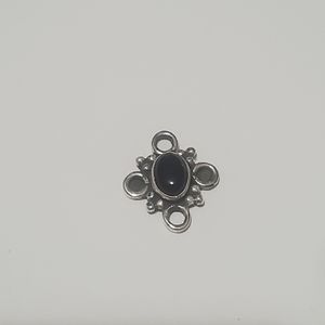 2/$15 Sterling Silver Link with Black Onyx (Dyed) 14x11mm 925
